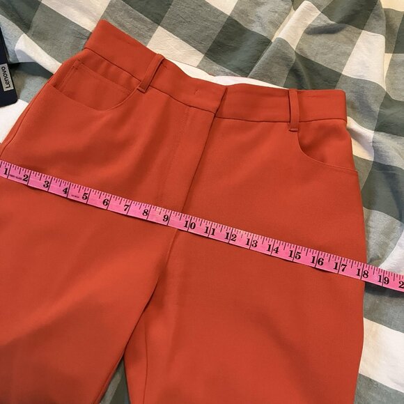 Stella McCartney High Rise Pleated Pants Womens 2 Tangerine Wool Crop Flare - Picture 14 of 16